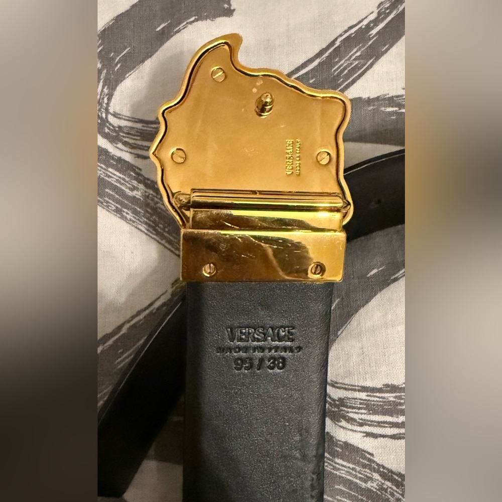 Versace Black Belt Bag with Gold Buckle auntentic